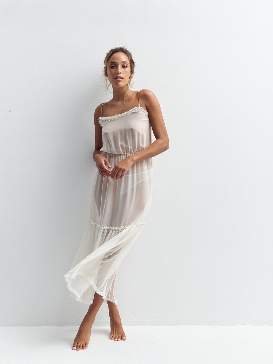 Long silk sheer silk nightgown - Aya Nightgown – Taryn Winters