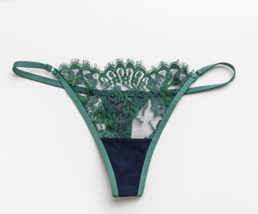 French Lace Thong - Jasmin Emerald Thong – Taryn Winters
